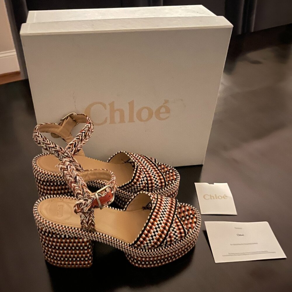 Chloe Odina Braided Straps Cotton Platform Sandals
